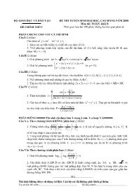Đề thi tuyển sinh Đại học, Cao đẳng môn Toán - Khối B - Năm học 2008 Đề thi tuyển sinh Đại học, Cao đẳng môn Toán - Khối B - Năm học 2008
