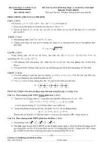Đề thi tuyển sinh Đại học, Cao đẳng môn Toán - Khối B - Năm học 2007 Đề thi tuyển sinh Đại học, Cao đẳng môn Toán - Khối B - Năm học 2007