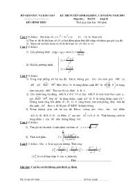 Đề thi tuyển sinh Đại học, Cao đẳng môn Toán - Khối B - Năm học 2003 Đề thi tuyển sinh Đại học, Cao đẳng môn Toán - Khối B - Năm học 2003