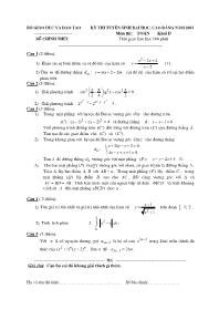 Đề thi tuyển sinh Đại học, Cao đẳng môn Toán - Khối D - Năm 2003 Đề thi tuyển sinh Đại học, Cao đẳng môn Toán - Khối D - Năm 2003