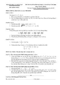 Đề thi tuyển sinh Đại học, Cao đẳng môn Toán - Khối D - Năm học 2006 Đề thi tuyển sinh Đại học, Cao đẳng môn Toán - Khối D - Năm học 2006
