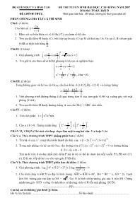 Đề thi tuyển sinh Đại học, Cao đẳng môn Toán - Khối D - Năm học 2007 Đề thi tuyển sinh Đại học, Cao đẳng môn Toán - Khối D - Năm học 2007