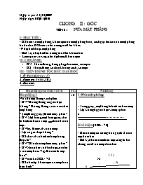 Giáo án Hình học Lớp 6 - Tiết 15: Nửa mặt phẳng - Năm học 2009-2010 (bản 3 cột)