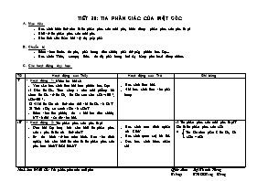 Giáo án Hình học Lớp 6 - Tiết 20: Tia phân giác của một góc - Lại Thanh Hương