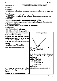 Giáo án Hình học Lớp 6 - Tiết 21: Tia phân giác của góc (Bản 2 cột)