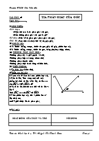 Giáo án Hình học Lớp 6 - Tiết 21: Tia phân gi