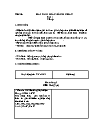 Giáo án Hình học lớp 7 - Tiết 20 đến 22 (bản 