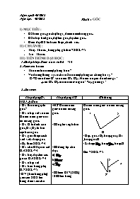 Giáo án môn Hình học Lớp 6 - Tiết 16: Góc - N