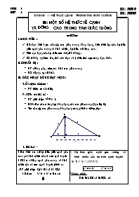 Giáo án môn Hình học Lớp 9 - Học kỳ I - Năm h