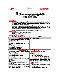 Giáo án môn Số học Lớp 6 - Bài 4: Số phần tử của một tập hợp. Tập hợp con - Năm học 2010-2011 - Nguyễn Tiến Thuận