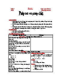 Giáo án môn Số học Lớp 6 - Bài 6: Phép trừ và phép chia - Năm học 2010-2011 (bản 2 cột)