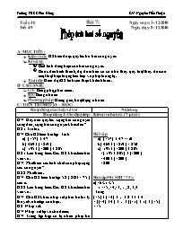 Giáo án môn Số học Lớp 6 - Bài 7: Phép trừ ha