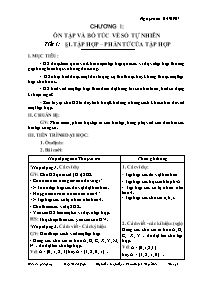 Giáo án môn Số học Lớp 6 - Tiết 1 đến 20 - Năm học 2007-2008 - Phạm Huỳnh Tuyết Đào