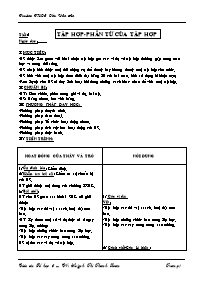Giáo án môn Số học Lớp 6 - Tiết 1: Tập hợp. Phần tử của tập hợp - Huỳnh Thị Thanh Loan