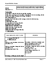 Giáo án môn Số học Lớp 6 - Tiết 19: Tính chất chai hết của một tổng - Huỳnh Thị Thanh Loan