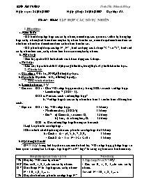 Giáo án môn Số học Lớp 6 - Tiết 2, Bài 2: Tập hợp các số tự nhiên - Năm học 2009-2010 - Trần Thị Khánh Hồng
