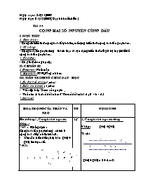 Giáo án môn Số học Lớp 6 - Tiết 44: Cộng hai số nguyên cùng dấu - Năm học 2009-2010