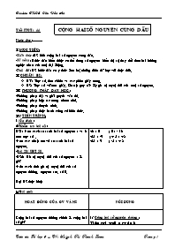 Giáo án môn Số học Lớp 6 - Tiết 44: Cộng hai số nguyên cùng dấu - Huỳnh Thị Thanh Loan