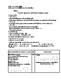 Giáo án môn Số học Lớp 6 - Tiết 45: Cộng hai số nguyên khác dấu - Năm học 2009-2010