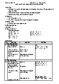 Giáo án môn Số học Lớp 6 - Tiết 47: Tính chất của phép cộng các số nguyên - Năm học 2010-2011