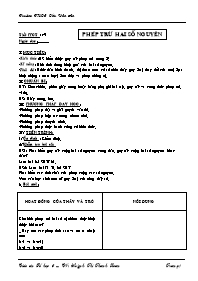 Giáo án môn Số học Lớp 6 - Tiết 49: Phép trừ 
