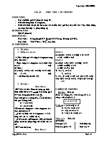 Giáo án môn Số học Lớp 6 - Tiết 49: Phép trừ