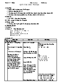Giáo án môn Số học Lớp 6 - Tiết 51: Quy tắc dấu ngoặc - Năm học 2010-2011