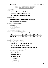 Giáo án môn Số học Lớp 6 - Tiết 57 đến 68 - Năm học 2007-2008 - Phạm Huỳnh Tuyết Đào