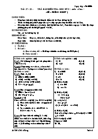 Giáo án môn Số học Lớp 6 - Tiết 57+58: Trả bà