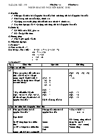 Giáo án môn Số học Lớp 6 - Tiết 59: Nhân hai số nguyên khác dấu - Năm học 2010-2011