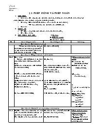 Giáo án môn Số học Lớp 6 - Tiết 6, Bài 5: Phép cộng và phép nhân (bản 4 cột)