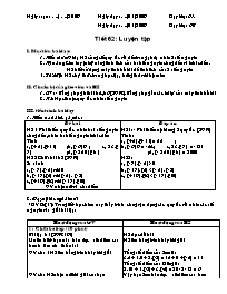 Giáo án môn Số học Lớp 6 - Tiết 62 đến 63 - Năm học 2008-2009