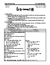 Giáo án môn Số học Lớp 6 - Tiết 68: Ôn tập chương II (tiếp theo) - Năm học 2010-2011 - Nguyễn Tiến Thuận