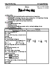 Giáo án môn Số học Lớp 6 - Tiết 70, Bài 2: Phân số bằng nhau - Năm học 2010-2011 - Nguyễn Tiến Thuận