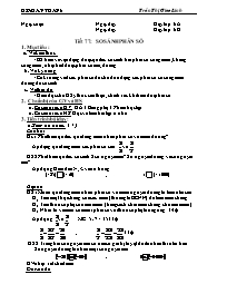 Giáo án môn Số học Lớp 6 - Tiết 77: So sánh phân số - Năm học 2010-2011 - Trần Thị Giao Linh