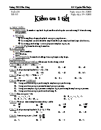 Giáo án môn Số học Lớp 6 - Tiết 85: Kiểm tra
