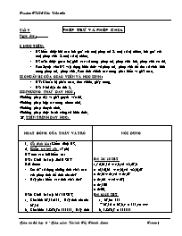 Giáo án môn Số học Lớp 6 - Tiết 9: Phép trừ và phép chia - Huỳnh Thị Thanh Loan