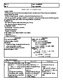 Giáo án môn Số học Lớp 6 - Tiết 9: Phép trừ và phép chia - Năm học 2010-2011