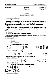 Giáo án môn Số học Lớp 6 - Tiết 94: Kiểm tra một tiết - Trần Thị Giao Linh