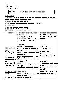 Giáo án môn Số học Lớp 6 - Tuần 1 - Tiết 2: Tập hợp các số tự nhiên (bản 3 cột)