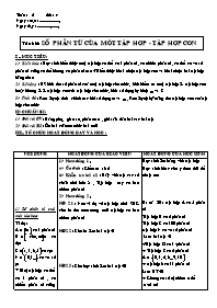 Giáo án môn Số học Lớp 6 - Tuần 2 - Tiết 4: Số phần tử của một tập hợp. Tập hợp con (bản 3 cột)
