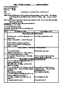 Giáo án Số học Lớp 6 - Tiết 1: Cộng hai số nguyên cùng dấu - Năm học 2006-2007 - Nguyễn Công Sáng Giáo án Số học Lớp 6 - Tiết 1: Cộng hai số nguyên cùng dấu - Năm học 2006-2007 - Nguyễn Công Sáng