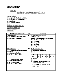 Giáo án Số học Lớp 6 - Tiết 110: Trả bài kiểm tra cuối năm - Năm học 2009-2010 (bản 3 cột)