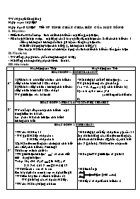 Giáo án Số học Lớp 6 - Tiết 19: Tính chất chia hết của một tổng - Năm học 2006-2007 - Nguyễn Công Sáng