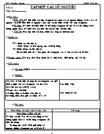 Giáo án Số học Lớp 6 - Tiết 41: Tập hợp các số nguyên - Nguyên Hoàng