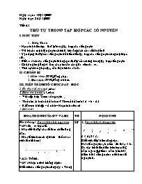 Giáo án Số học Lớp 6 - Tiết 41: Thứ tự trong tập hợp các số nguyên - Năm học 2009-2010