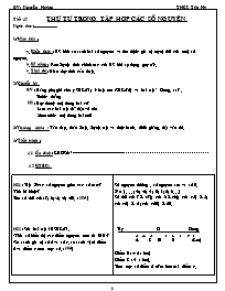 Giáo án Số học Lớp 6 - Tiết 42: Thứ tự trong 