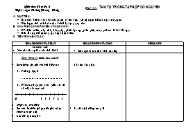 Giáo án Số học Lớp 6 - Tiết 43: Thứ tự trong tập hợp số nguyên - Hoàng Phương Thúy