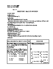 Giáo án Số học Lớp 6 - Tiết 49: Phép trừ hai số nguyên - Năm học 2009-2010