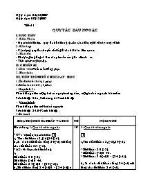 Giáo án Số học Lớp 6 - Tiết 51: Quy tắc dấu ngoặc - Năm học 2009-2010 (bản 3 cột)